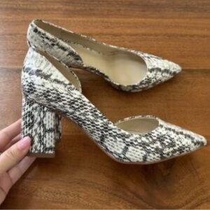 Marc Fisher Gray and Black Heels with Chunky Block Heel